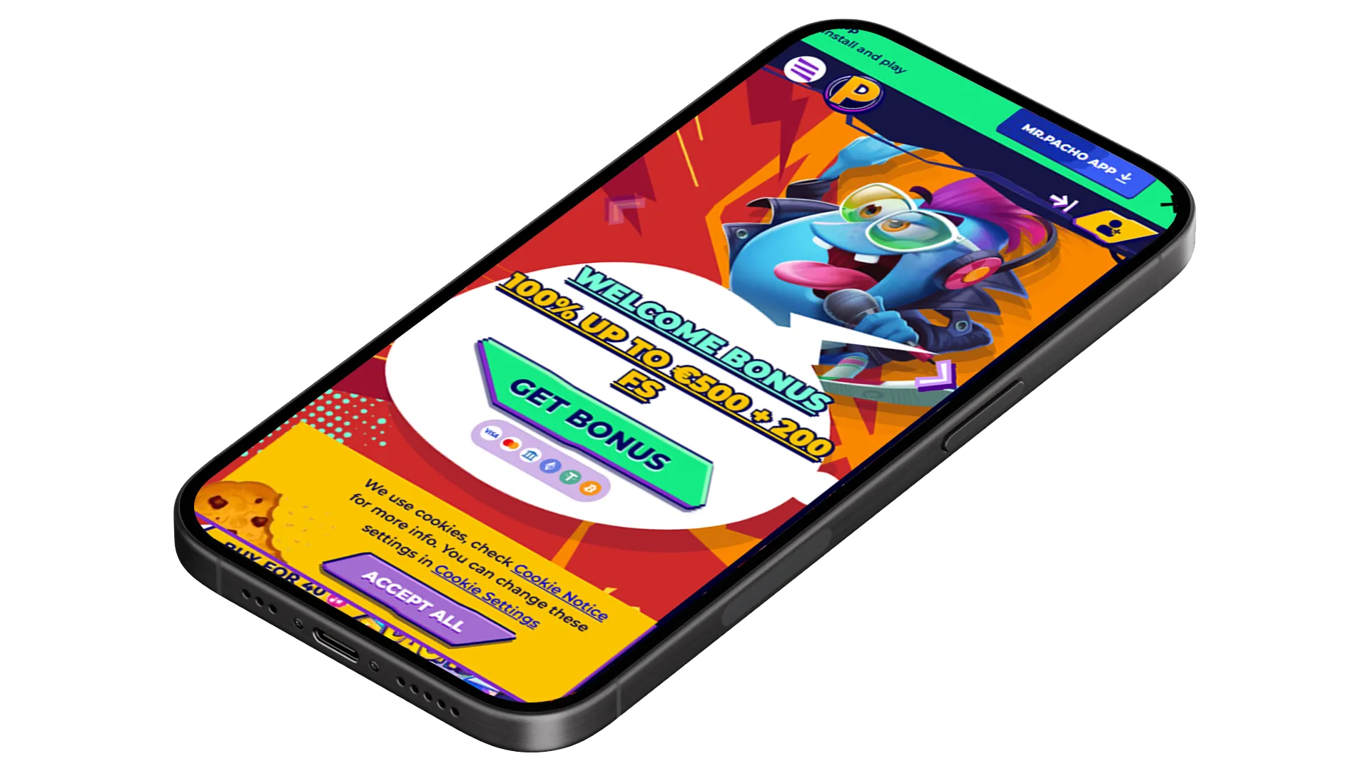 Screenshot dell'app MrPacho Casino